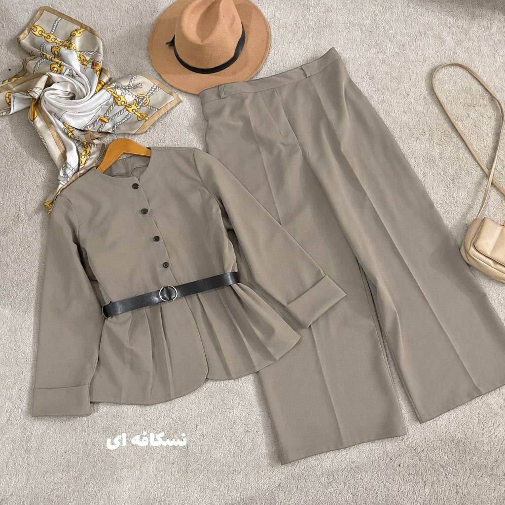 ست مانتو شلوار سمیه همراه کمربند😍♥👌🏻کد 23059 ناز