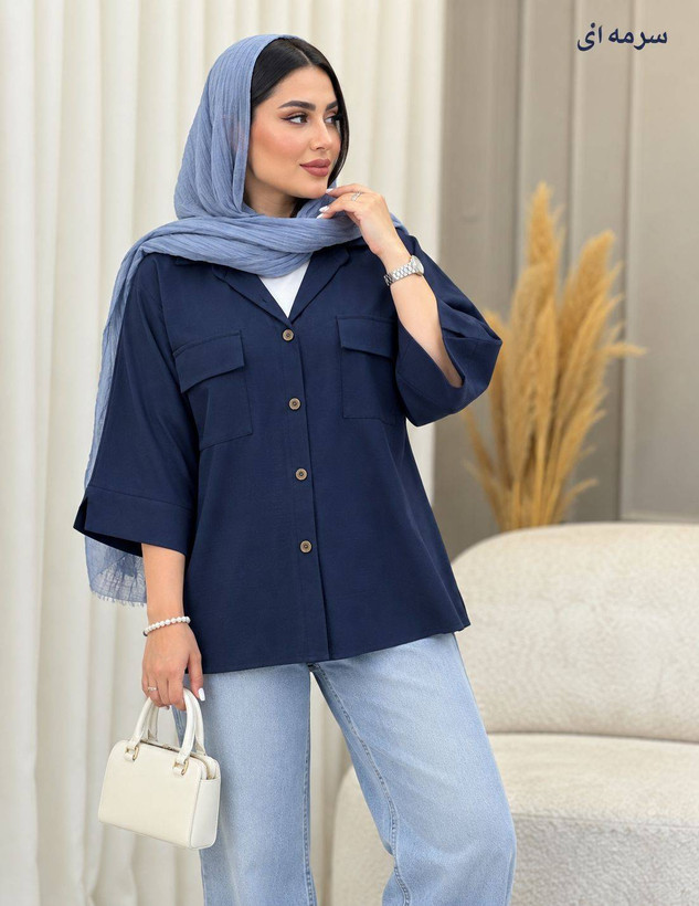 شومیز باکسی فلورا 🌿 با رنگبندی و کیفیت عالی ✅تتیس23665