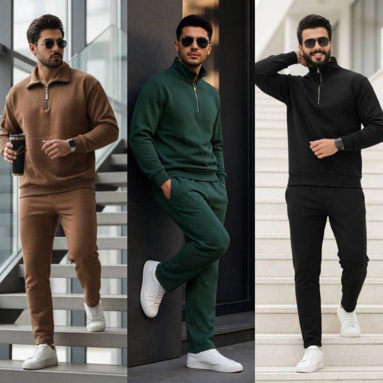 ست سویی نیم زیپ و شلوار گلکسی اسپان تو کرکی در رنگبندی 🥰🥰کد۲۳۷۱۰ ستشو