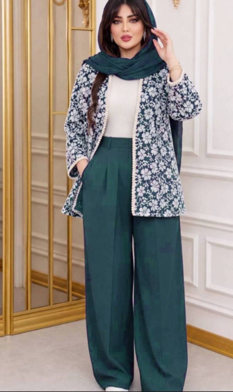 مانتو شلوار مجلسی تور دار😍🤍کد 21573 ناز
