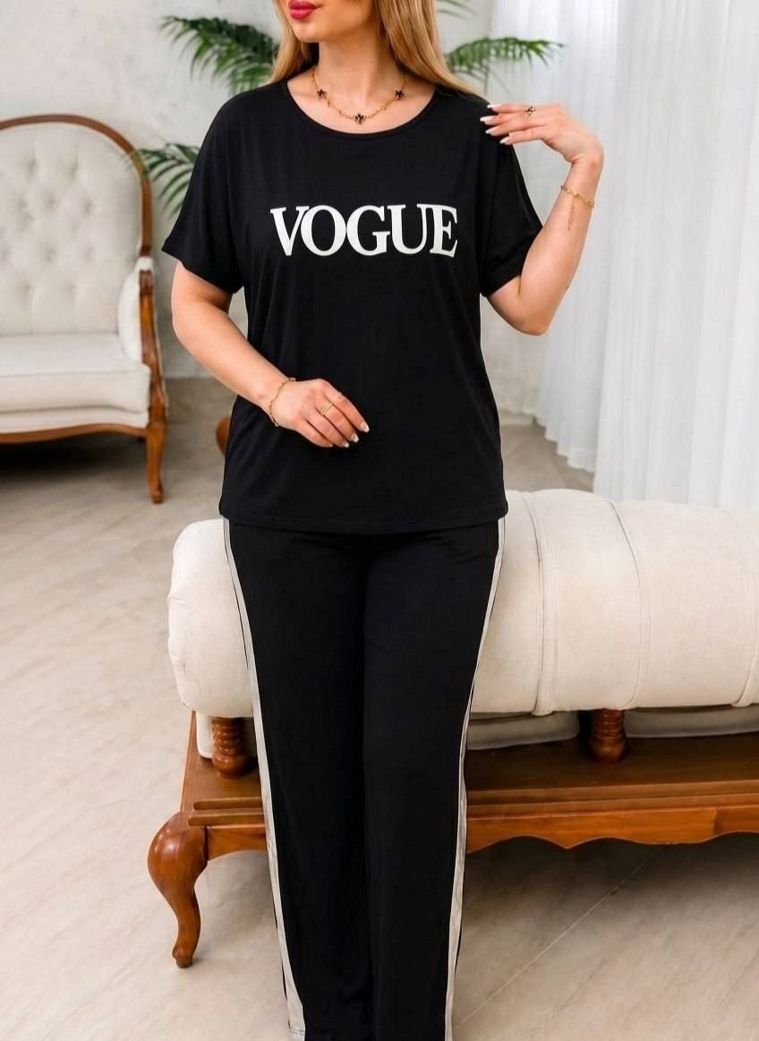 ست تیشرت وشلوارVogue🌿 با کیفیت عالی ✅ الیش18295