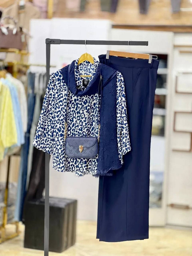 ست شومیز شلوار سرمه باکیفیت😍♥کد 21891 طاها