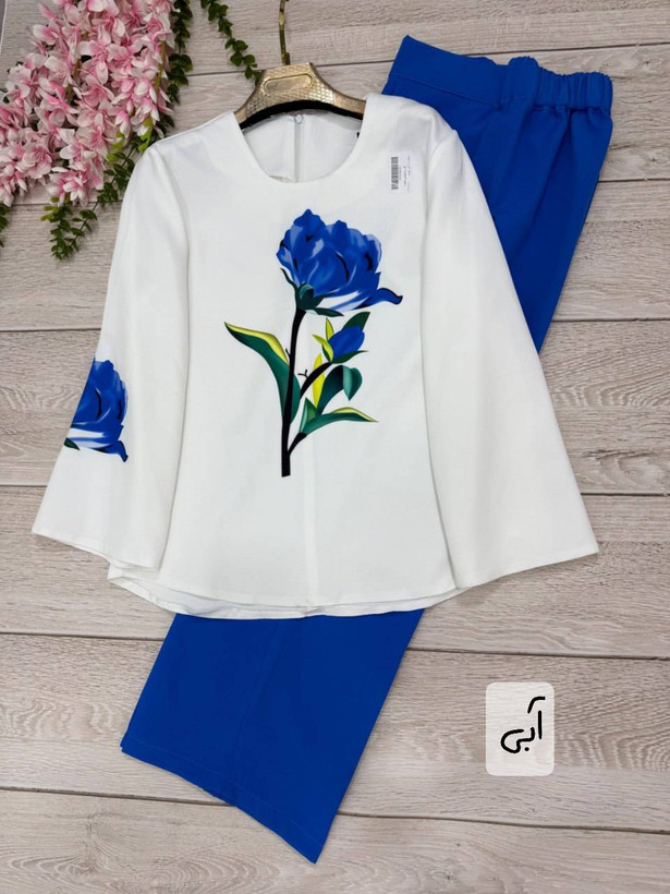 ست شومیز شلوار گل رز🌹♥کد 7956 طاها