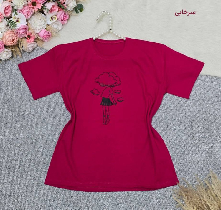 تیشرت باکسی طرح دخترک 🌿 با رنگ بندی و کیفیت عالی ✅ ساری23843