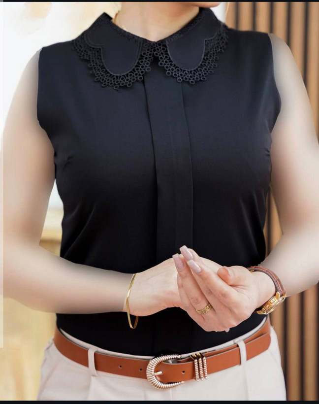شومیز حریر یقه ب ب استر دار😍✨کد 23906 طاها