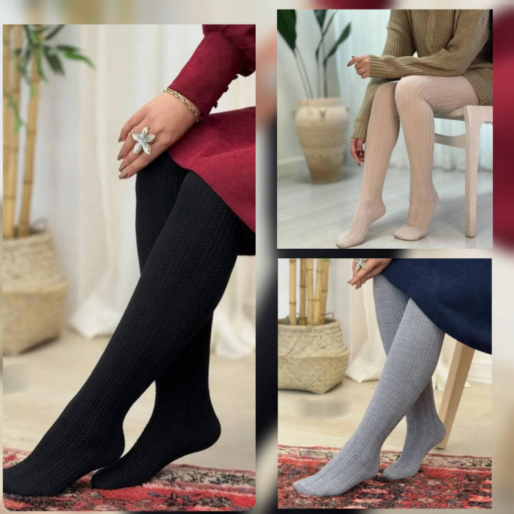 جوراب شلواری گندمی جنس نخ الاستیک در رنگبندی 🎀🎀کد۴۰۷۳ ستشو