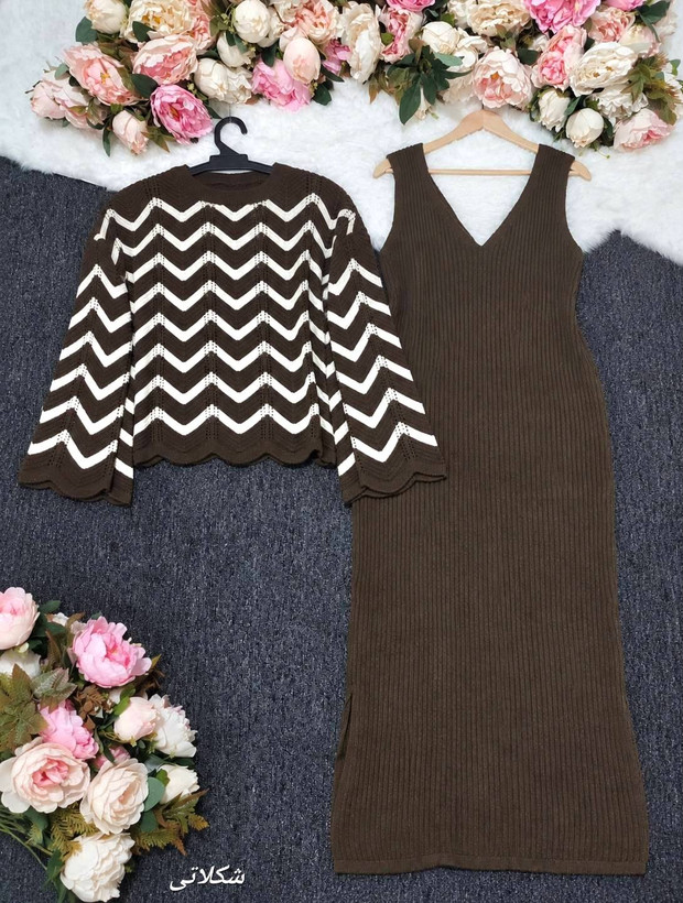 ست بافت بلوز سارافون ورونا بافت با نخ گرم بالا در رنگبندی 🎀 🎀 کد ۲۴۱۱۴ مدلند