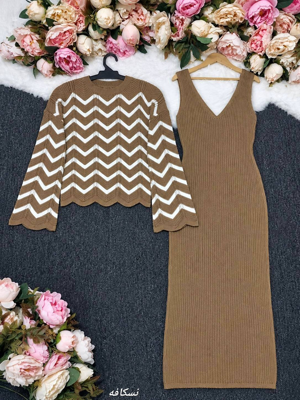 ست بافت بلوز سارافون ورونا بافت با نخ گرم بالا در رنگبندی 🎀 🎀 کد ۲۴۱۱۴ مدلند