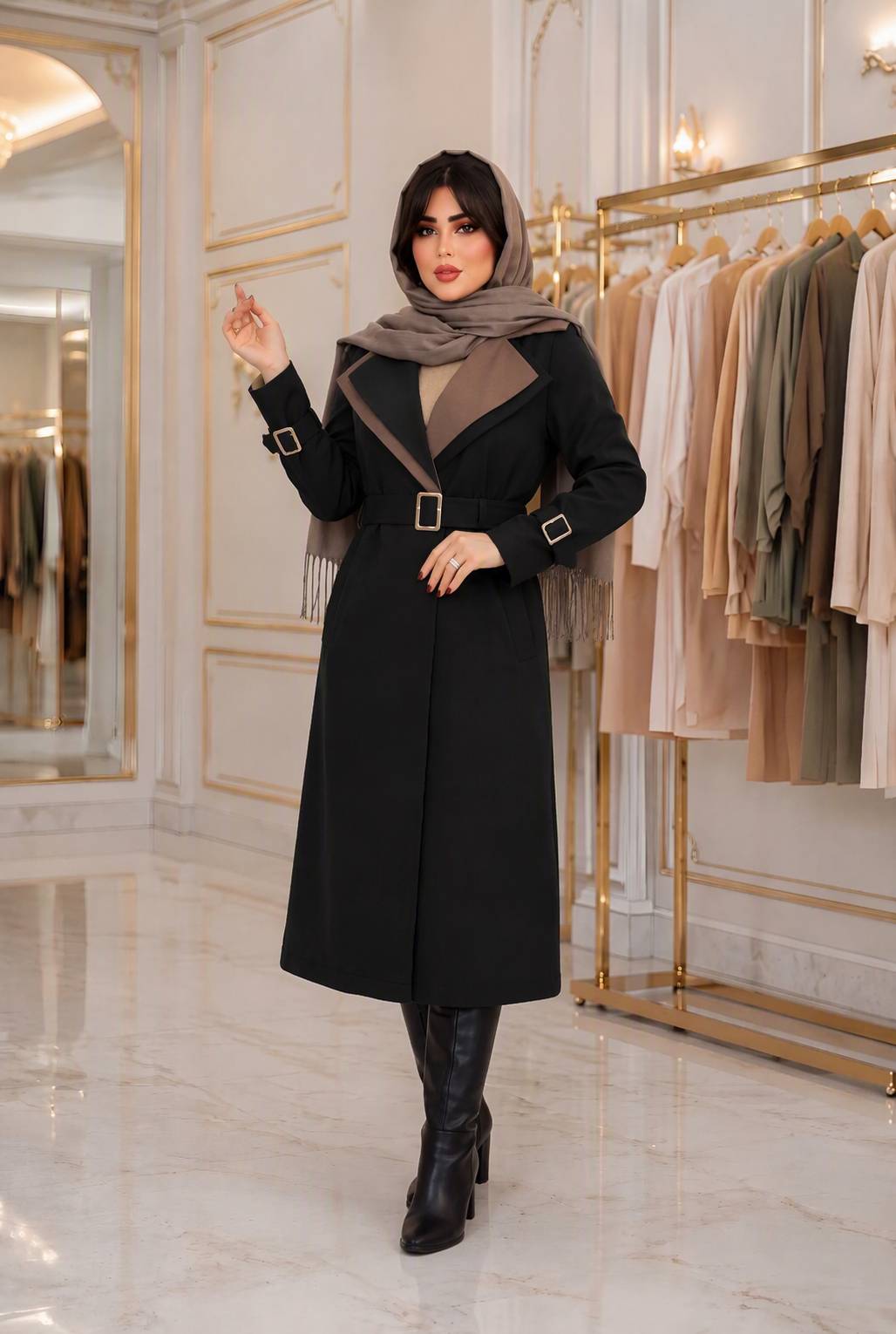 مانتو بارانی کمربنددار السانا😎♥کد 24134 ناز