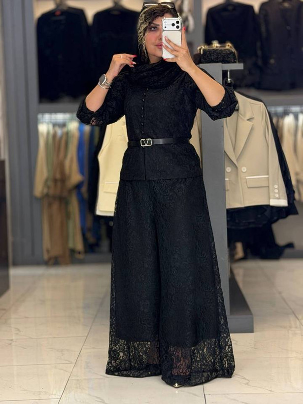 ست شومیز شلوار دانتل وارداتی مجلسی😍🎀کد 501 حدیث