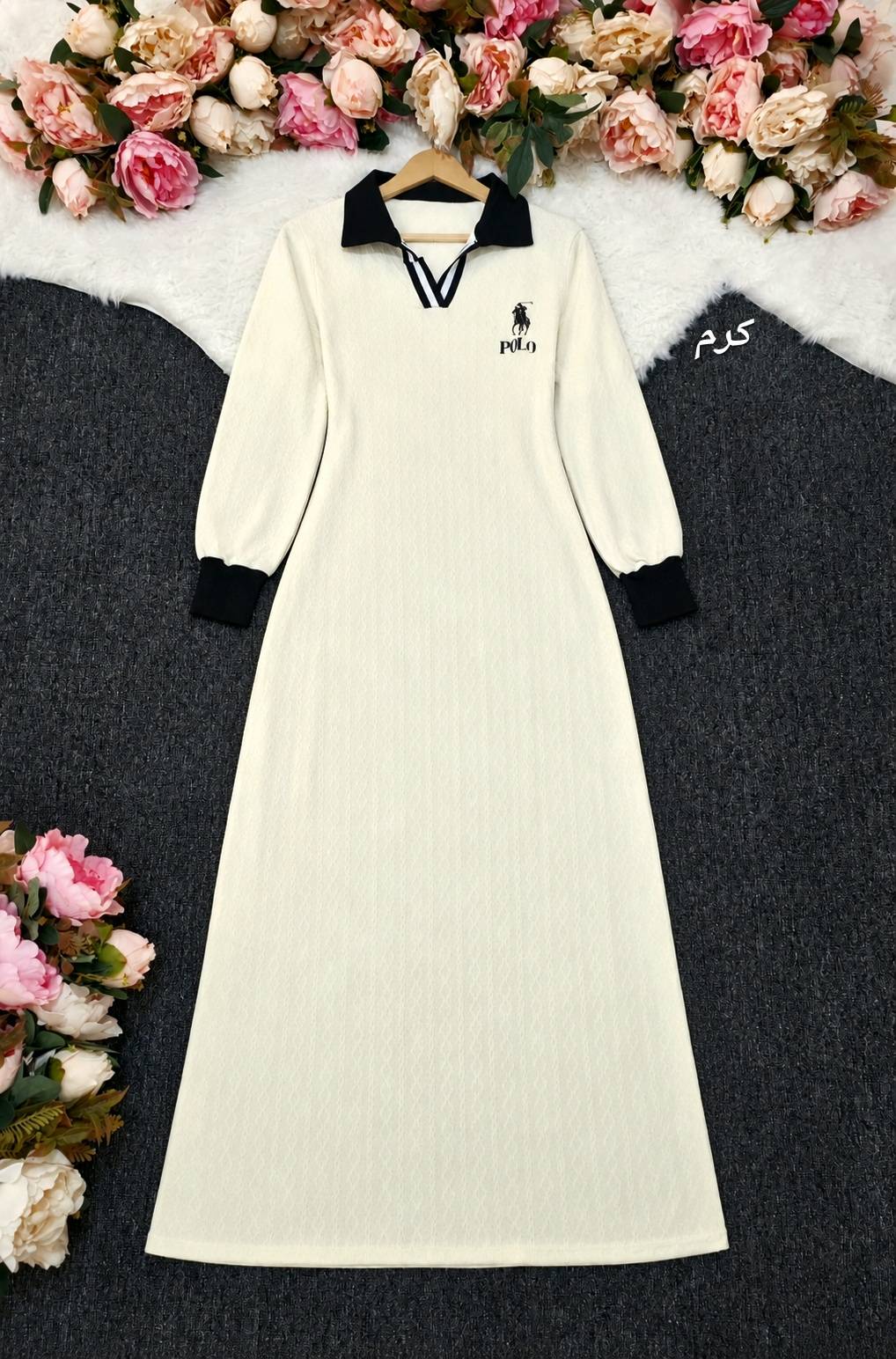 پیراهن بلند polo تریکو ژاکارد بافت دار در دورنگ 🎀🎀۲۴۲۷۴ مد