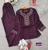 ست تونیک و شلوار مخمل شرمین 🌿 با کیفیت عالی ✅ والی4730