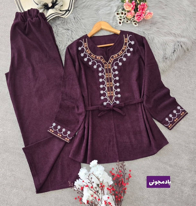 ست تونیک و شلوار مخمل شرمین 🌿 با کیفیت عالی ✅ والی4730