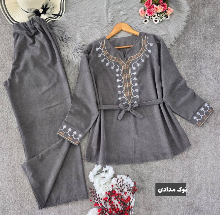 ست تونیک و شلوار مخمل شرمین 🌿 با کیفیت عالی ✅ والی4730