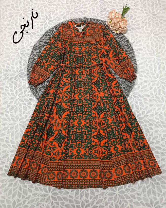 پیراهن قواره بزرگ خاتون جنس کرپ فلور در رنگبندی 😍😍کد۲۳۳۱۷ دلتا