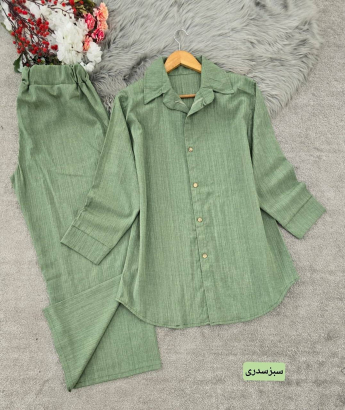 ست مانتو و شلوار کراش 🌿 با رنگ بندی و کیفیت عالی ✅والی18372
