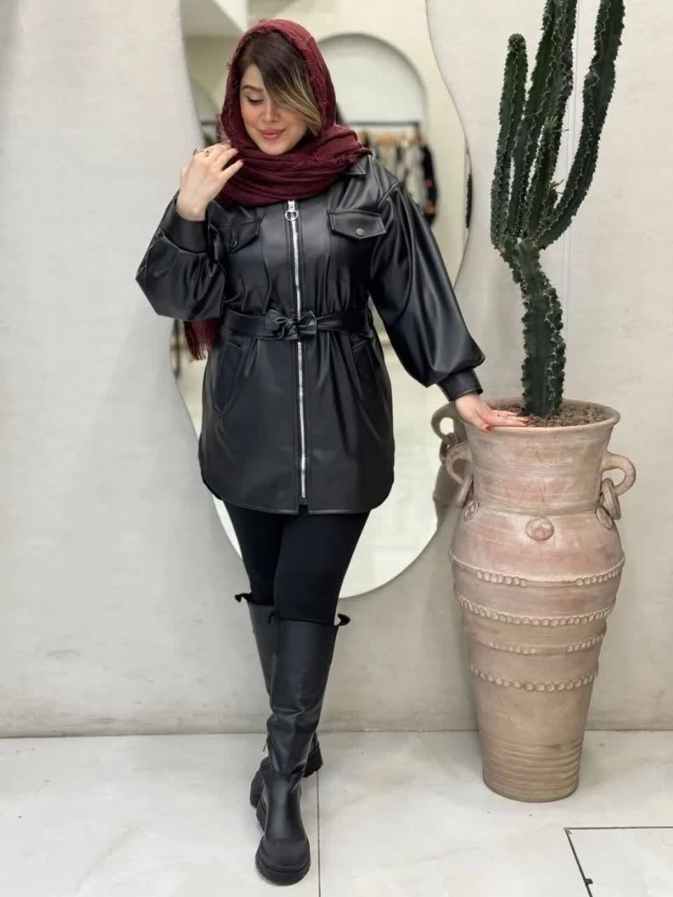 مانتو چرم مانلی 💞🫀کد 2991 ترمه