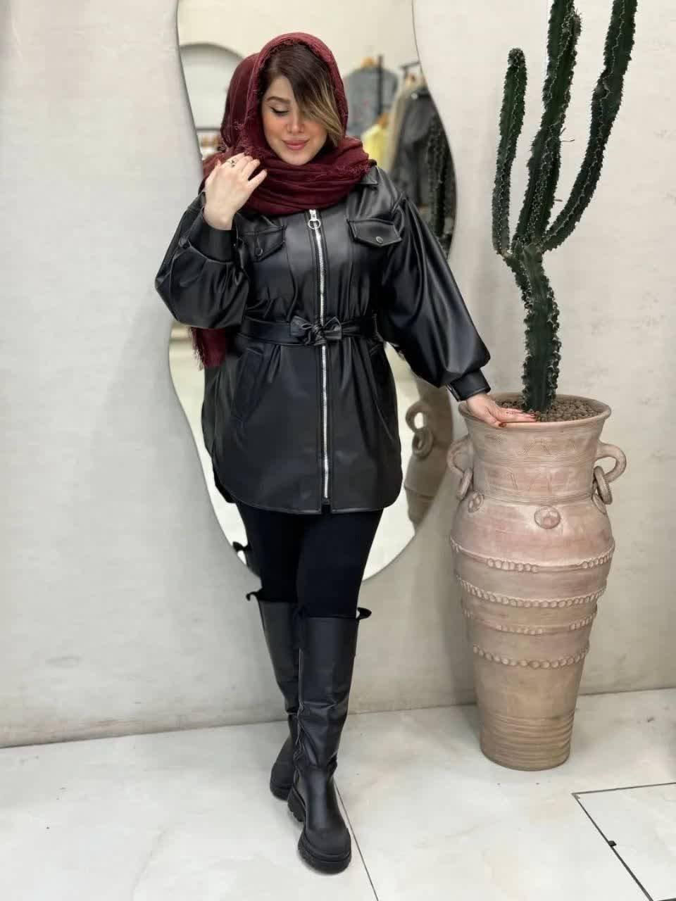 مانتو چرم مانلی 💞🫀کد 2991 ترمه