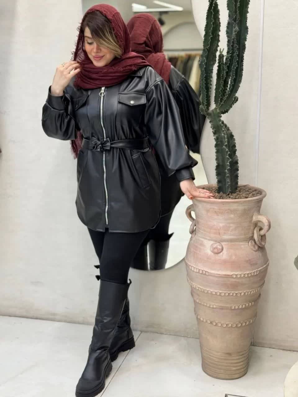 مانتو چرم مانلی 💞🫀کد 2991 ترمه