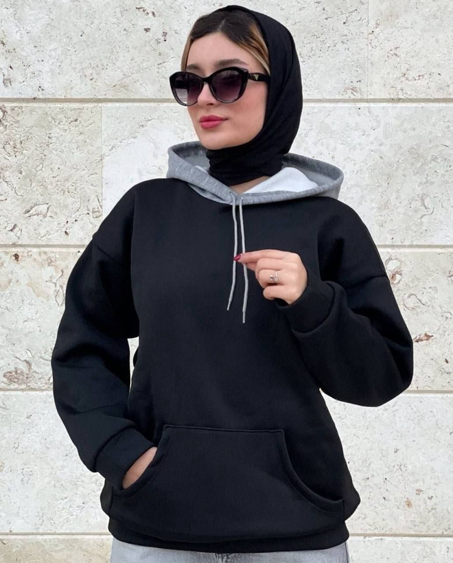 هودی کلاه طوسی🌿 با کیفیت عالی ✅ الیش24518