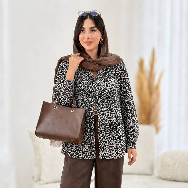 شومیز پلنگی تمنا 🎀❤️کد 22523 کلا