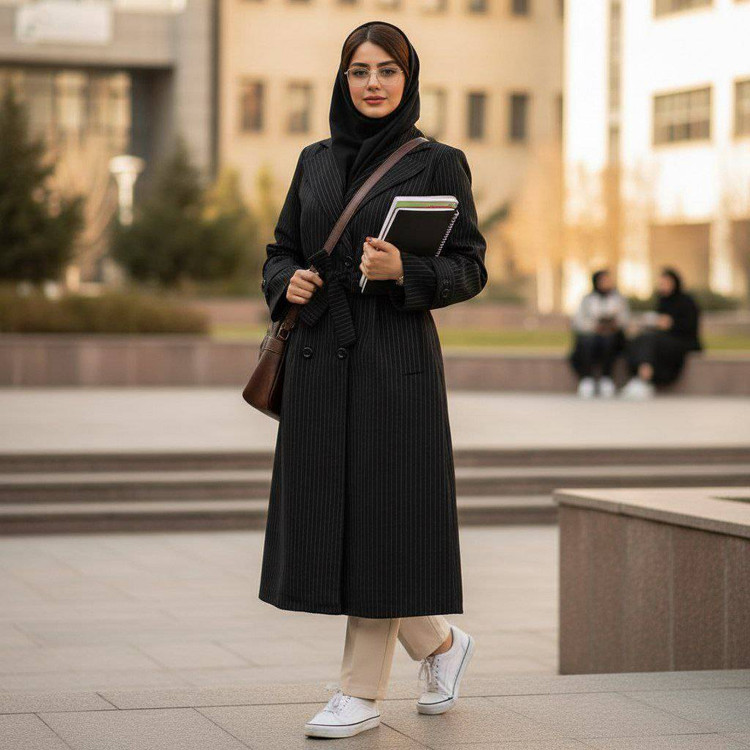 مانتو دانشجویی الناز 🌿 با رنگ بندی و کیفیت بسیار عالی ✅ارغوان100932