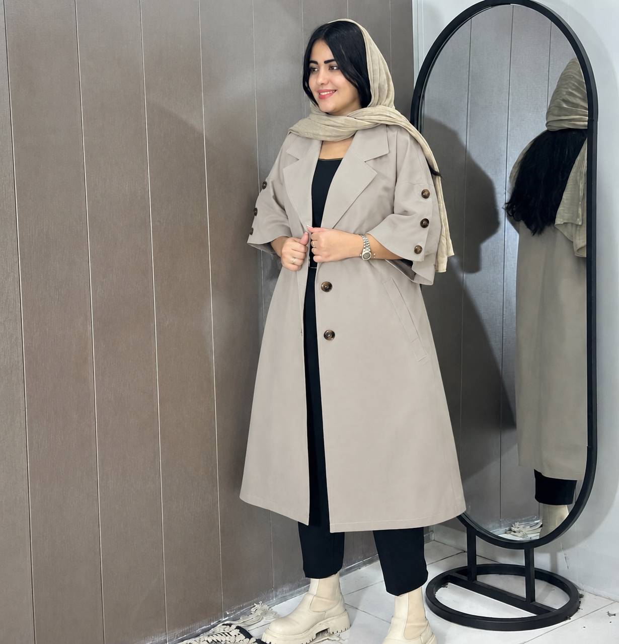 مانتوی بارونی رخساره با کیفیت عالی😍🌺 چیچک۱۲۳۰