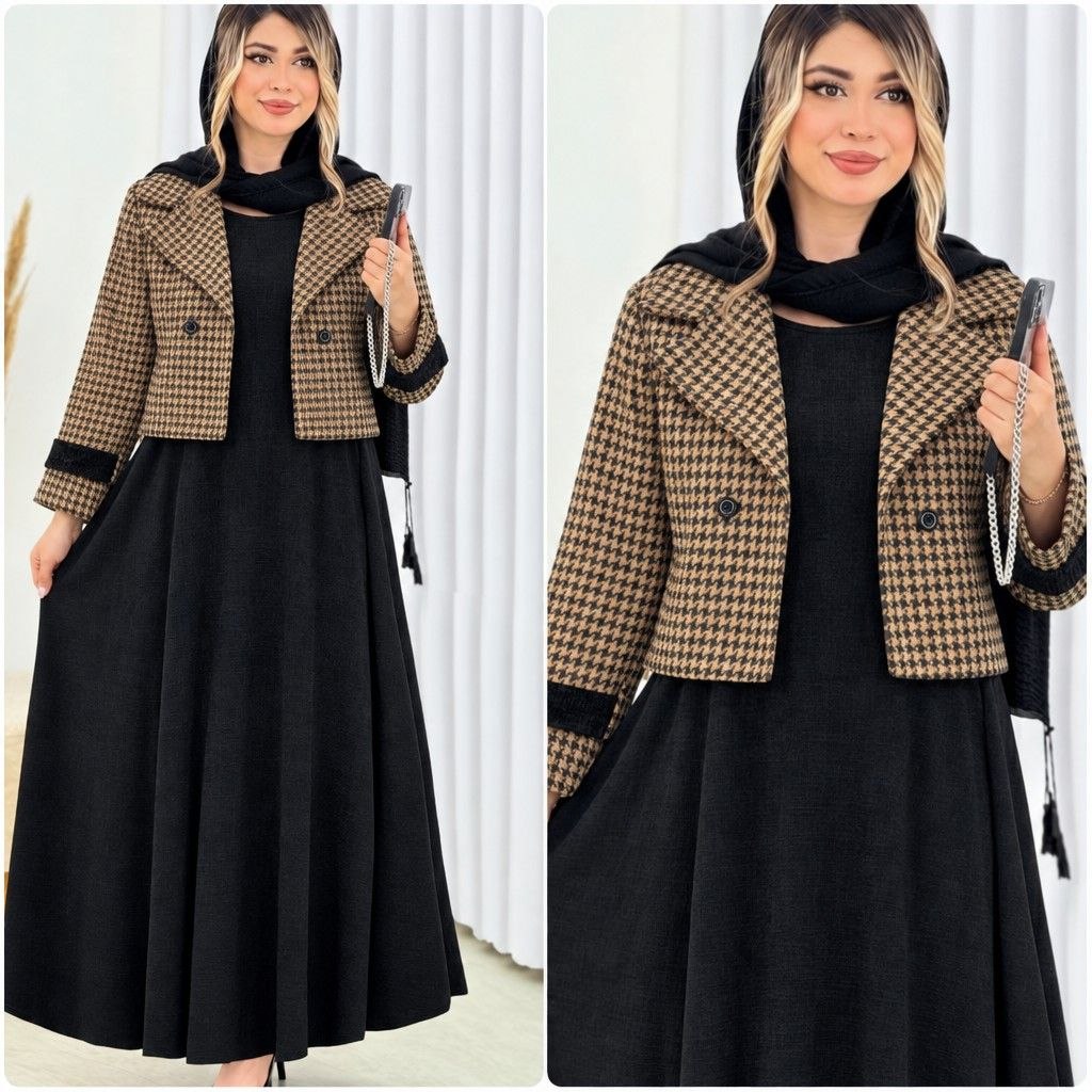 ست کت و سارافون کونش🌿 با کیفیت عالی ✅ الیش24752