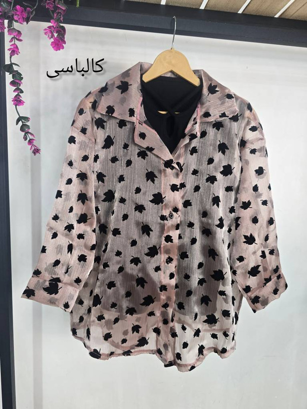 شومیز شیشه ای برگ در رنگبندی 🎀🎀کد۲۲۰۰۲ ست