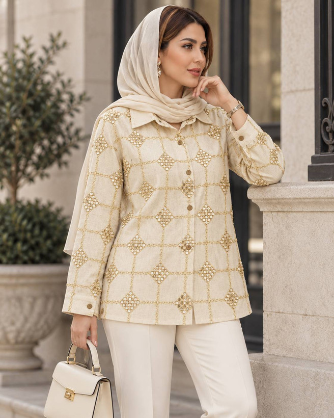 شومیز مانتویی روشا ۳۴۱ در دو رنگ 🤩 🤩 کد ۲۴۷۹۴ لی