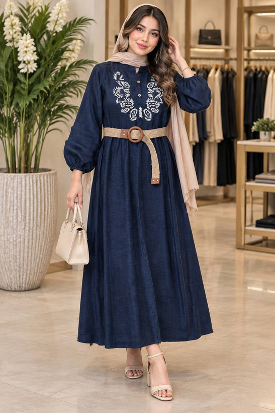 کفتان بلند گلدوزی ترمه شانتون اعلا در رنگ بندی کد 7607 والیا