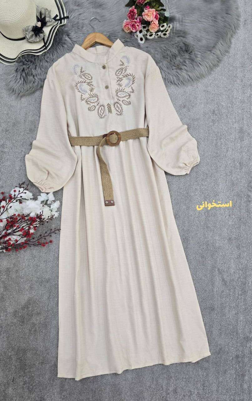 کفتان بلند گلدوزی ترمه شانتون اعلا در رنگ بندی کد 7607 والیا