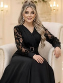 پیراهن مجلسی لیلیوم تکرنگ مشکی 🎀🎀کد۴۴۲ بری