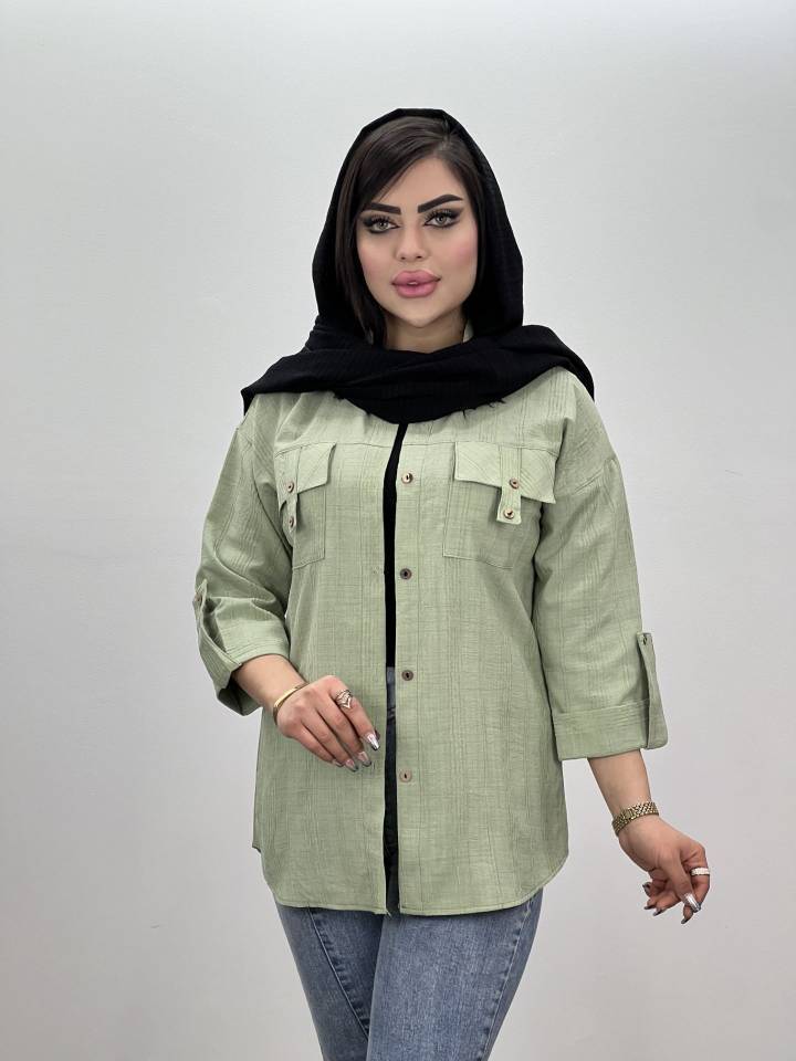شومیز مانتویی آستین پاگون دار مهلت🌹❤️کد 531 شانی