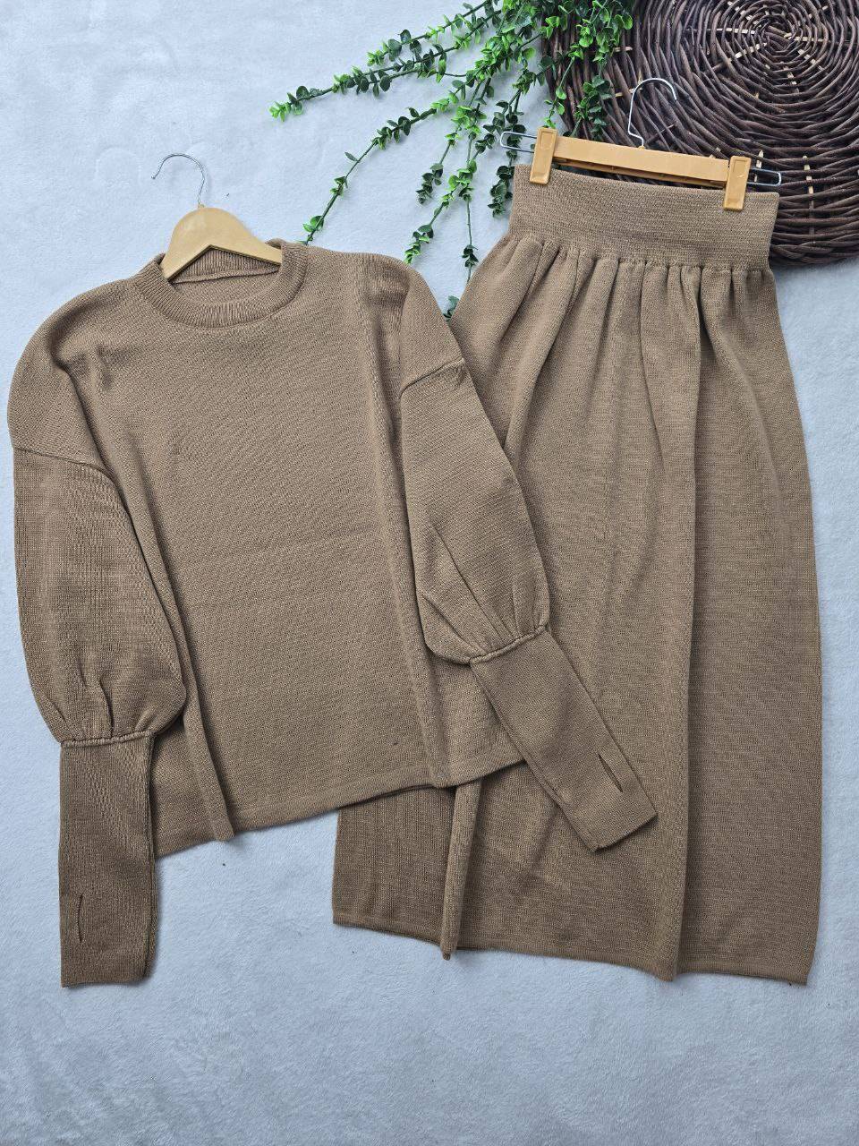 ست بلوز فینگر و دامن تکرنگ 🎀🎀کد ۲۷۵۴۳ ست