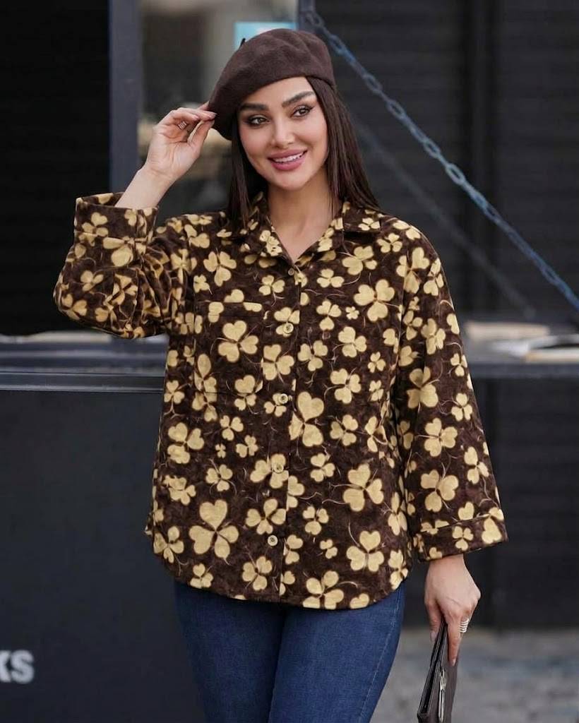 شومیز مانتویی مخمل 🌹🌾کد 27511 باران