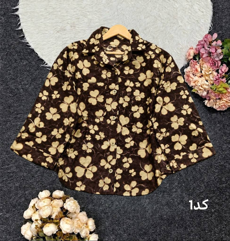 شومیز مانتویی مخمل 🌹🌾کد 27511 باران