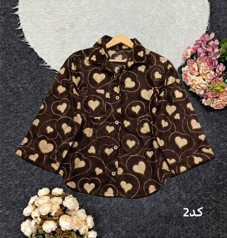 شومیز مانتویی مخمل 🌹🌾کد 27511 باران