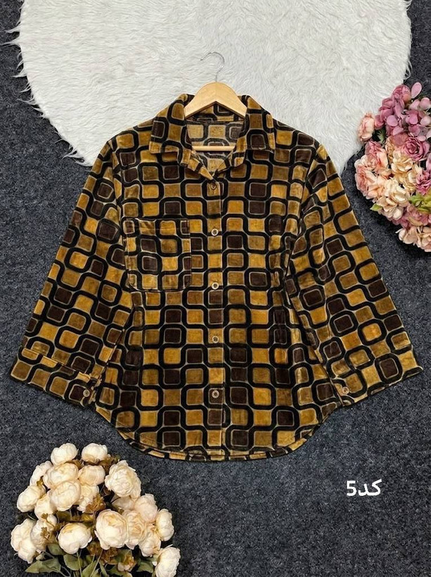 شومیز مانتویی مخمل 🌹🌾کد 27511 باران