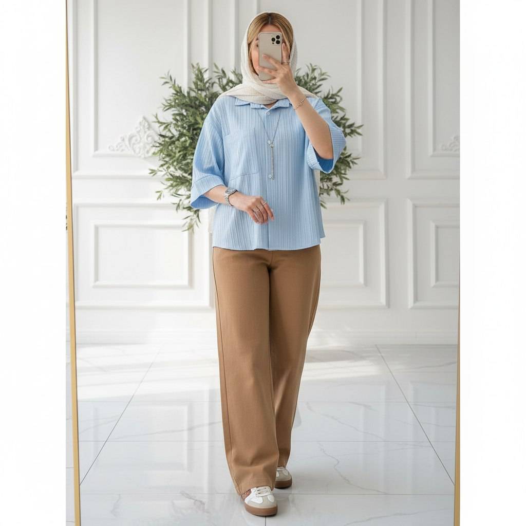 شومیز مانتویی باکسی لاویا💕🎀کد 442 شانی