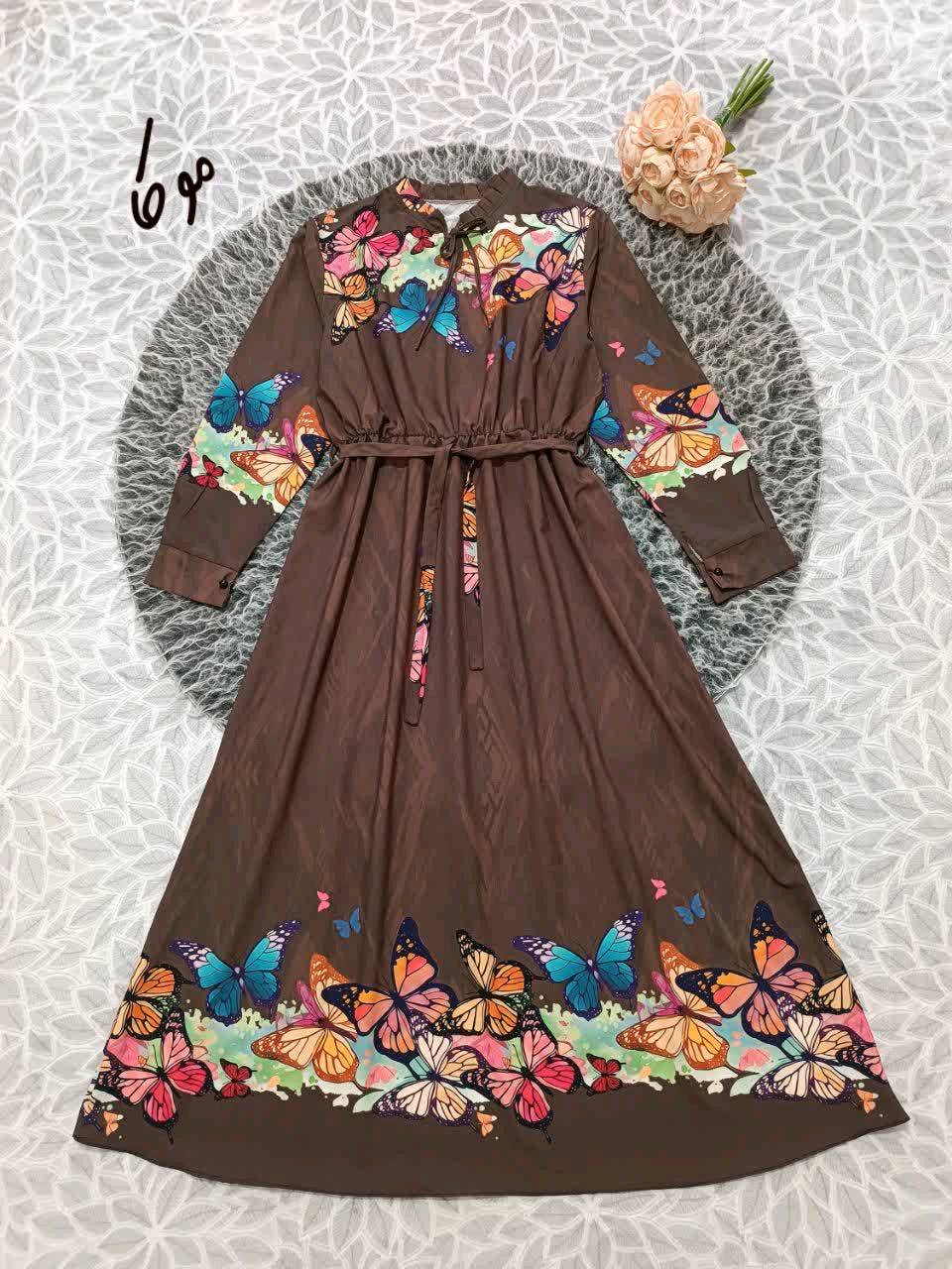 پیراهن روزمره پروانه درشت در رنگبندی 🌈🌈کد۲۳۶۶۸ دل