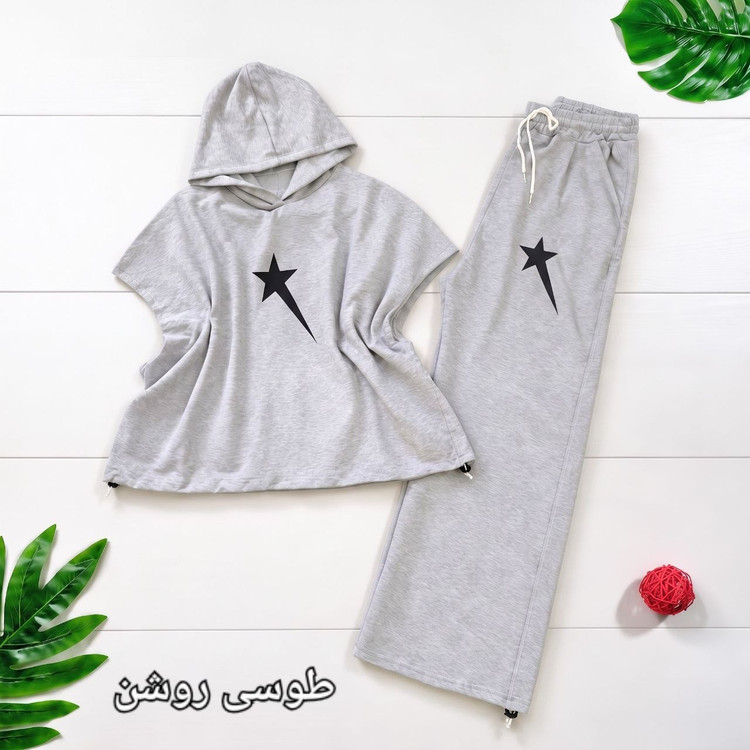 ست وست و شلوار ستارهای 🌿 با پارچه ملانژ با کیفیت✅الیش26343