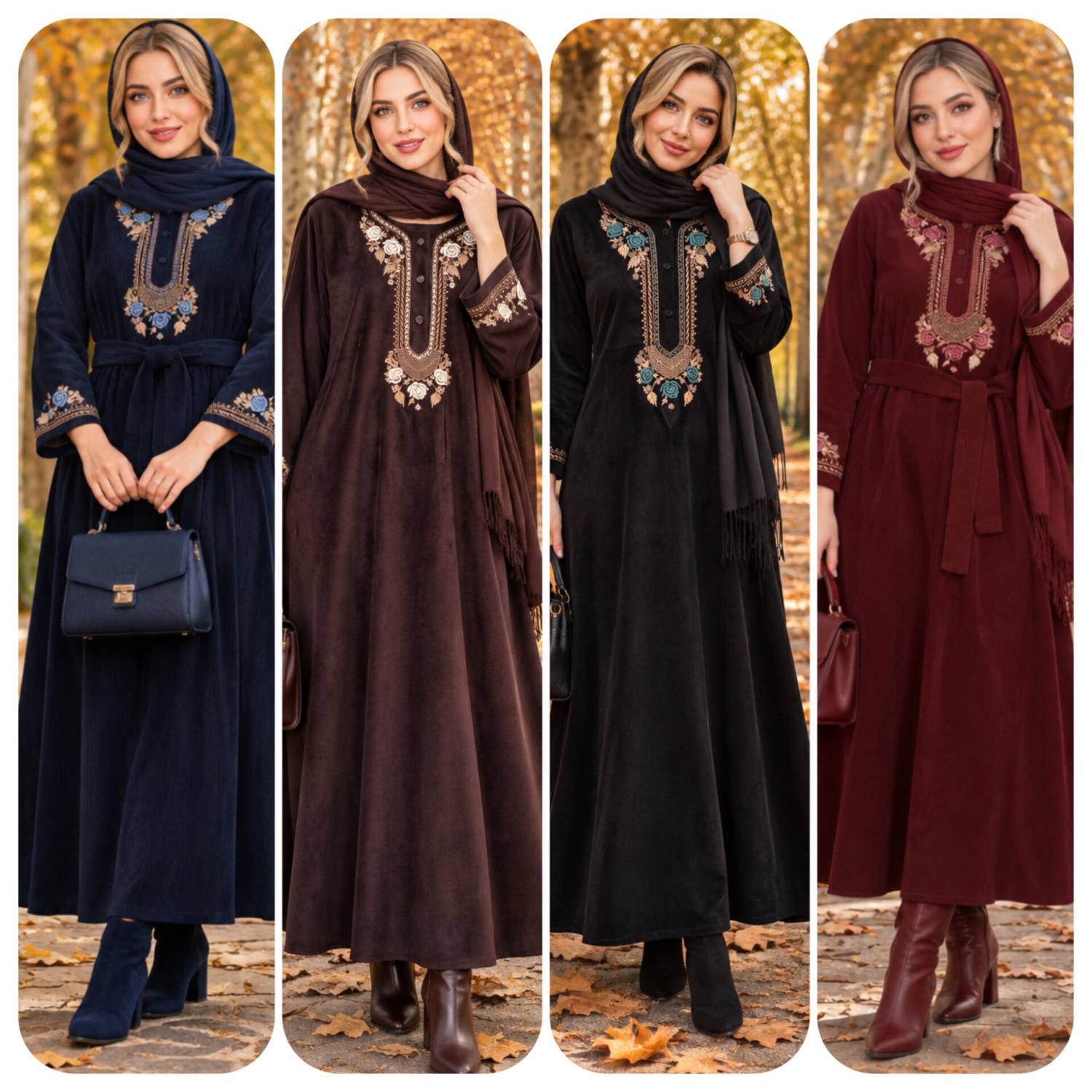پیراهن گلدوزی مهدیس مخمل کبریتی درجه یک در رنگبندی 😍 😍 کد ۲۷۷۶۲ دل
