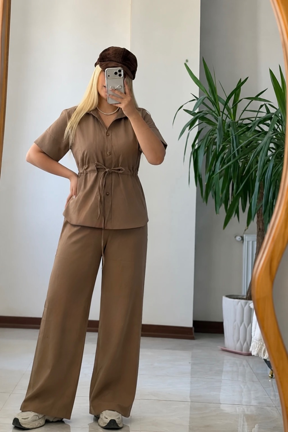 ست شومیز وست و شلوارکمر بنددار🌺☘️458ارشیدا