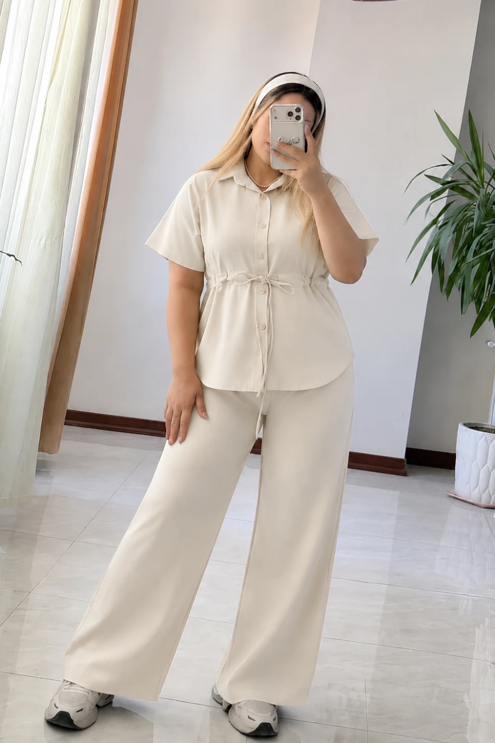 ست شومیز وست و شلوارکمر بنددار🌺☘️458ارشیدا