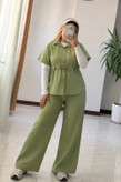 ست شومیز وست و شلوارکمر بنددار🌺☘️458ارشیدا