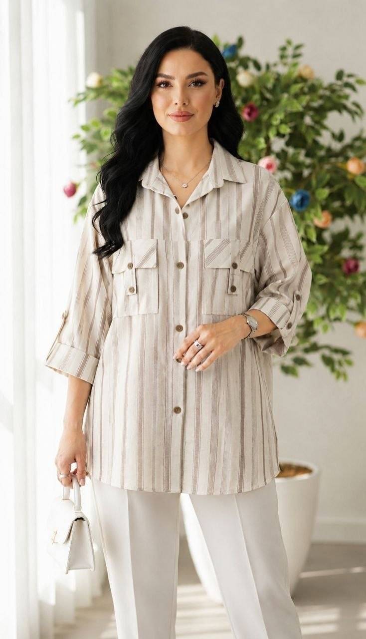 مانتو لنین راه راه 🌸🫀کد 23228 ساری