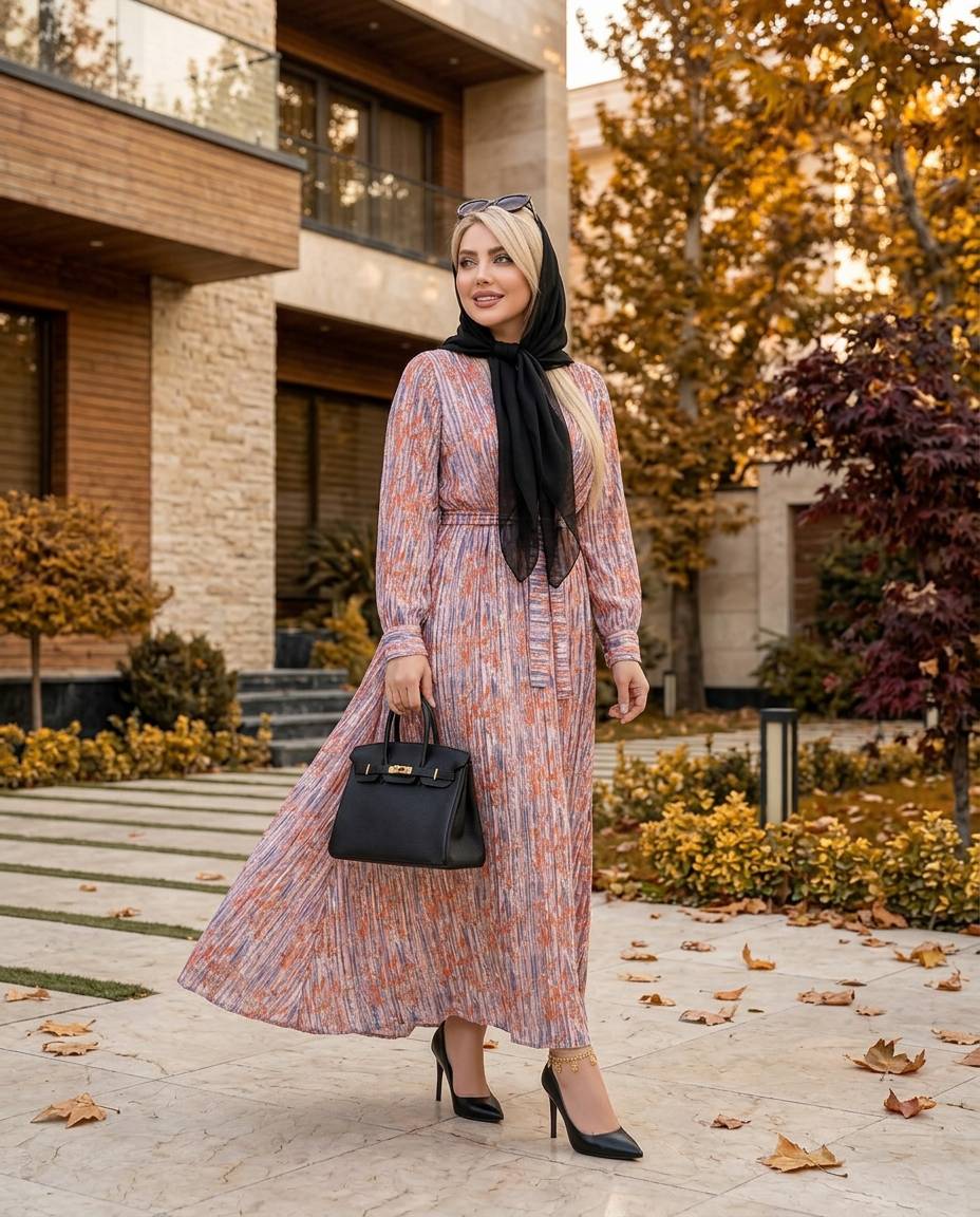 پیراهن پاییزه شاین دار تکرنگ 🌈🌈 کد ۲۴۲۷۰ دل