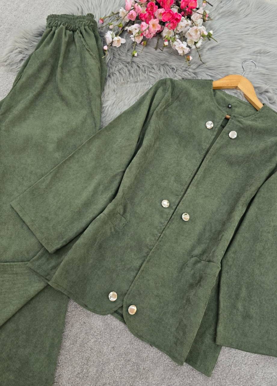 ست کت و شلوار مخمل کبریتی نوژا🌿 با کیفیت عالی ✅ والی27915