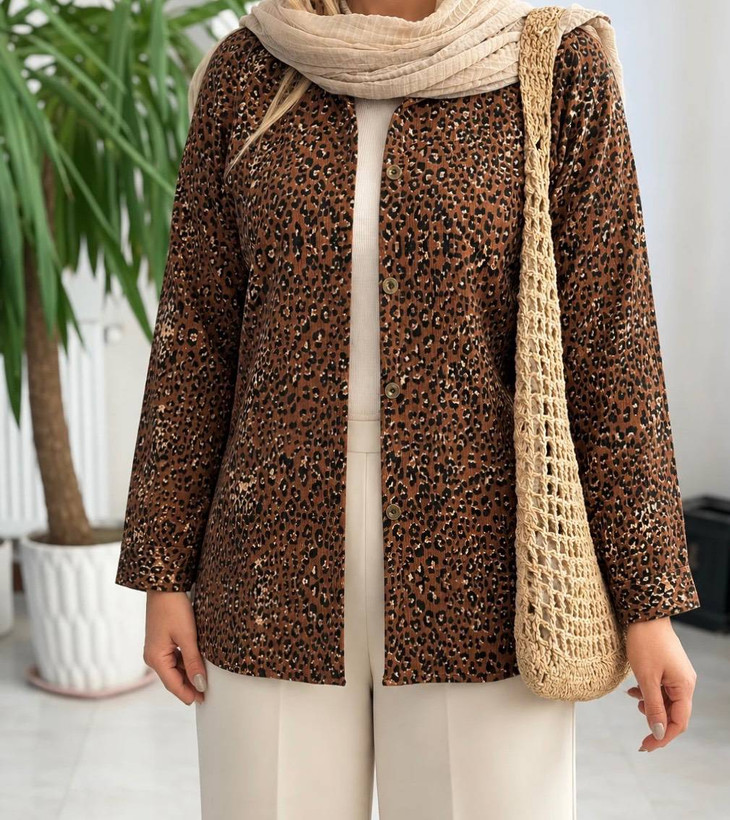 شومیز پاییزه پلنگی☘️🌺415 آرشیدا